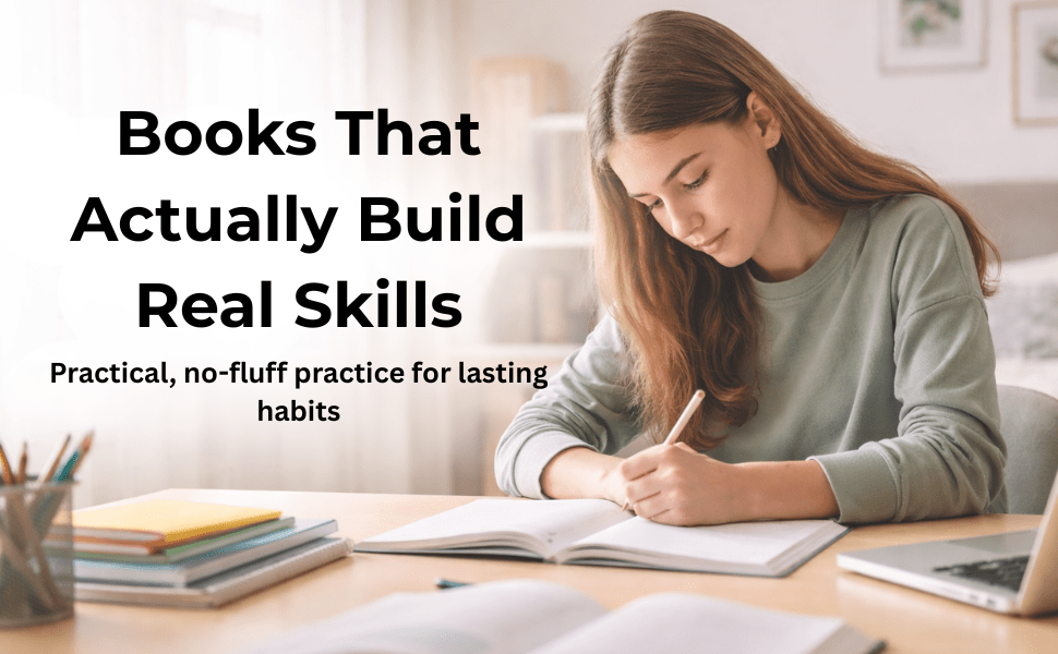 Student studying with workbook